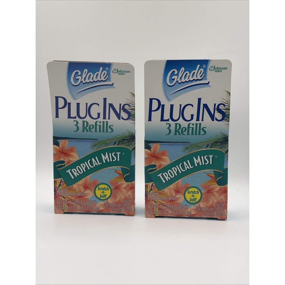 Glade Plug Ins TROPICAL MIST Scented Gel Refills In Box (2) Retired Gels NEW